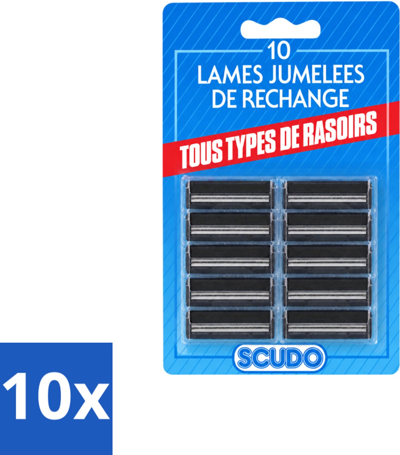 10 x Scudo - Scheermesjes - 2 Scheerbladen - Vervangmesjes voor Gillette G2 & Contour - 10 Mesjes - Voordeelverpakking - 10 stuks