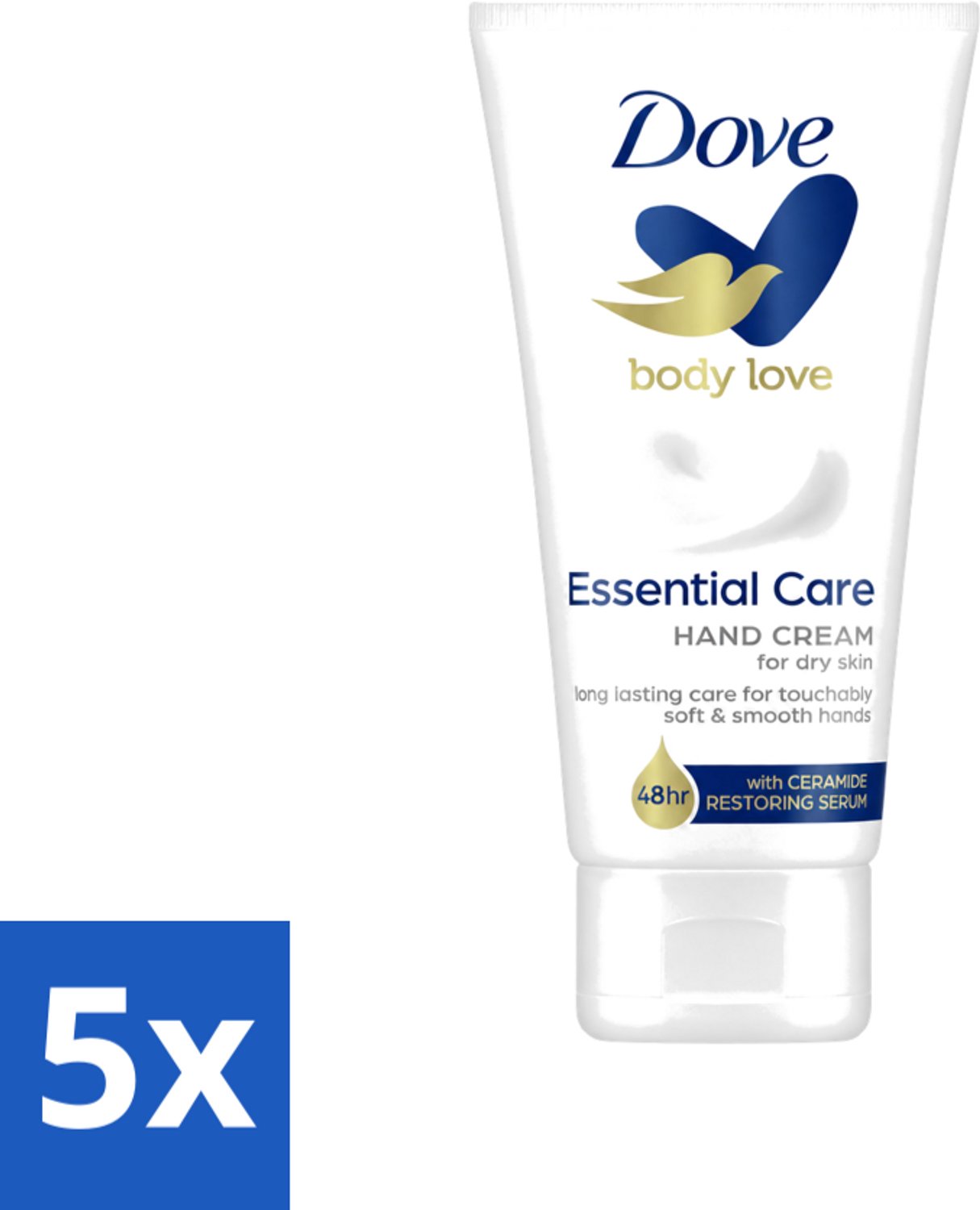 5 x Dove - Handcrème - Body Love Essential Care - Hydraterend - Droge huid - 75 g - Voordeelverpakking - 5 stuks