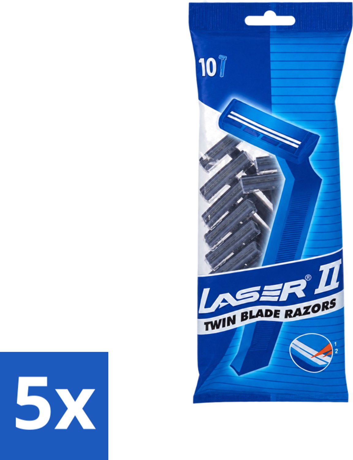 5 x Laser 2 - Ready Razor - Wegwerp - Voor Mannen - 10 Mesjes - Voordeelverpakking - 5 stuks