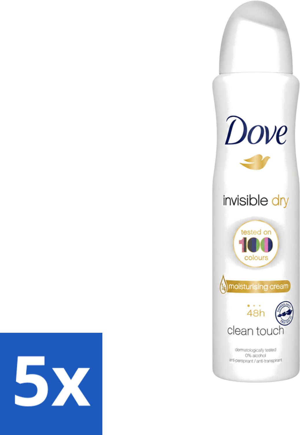 5 x Dove - Deodorant - Invisible Dry - Onzichtbare bescherming - 250 ml - Voordeelverpakking - 5 stuks