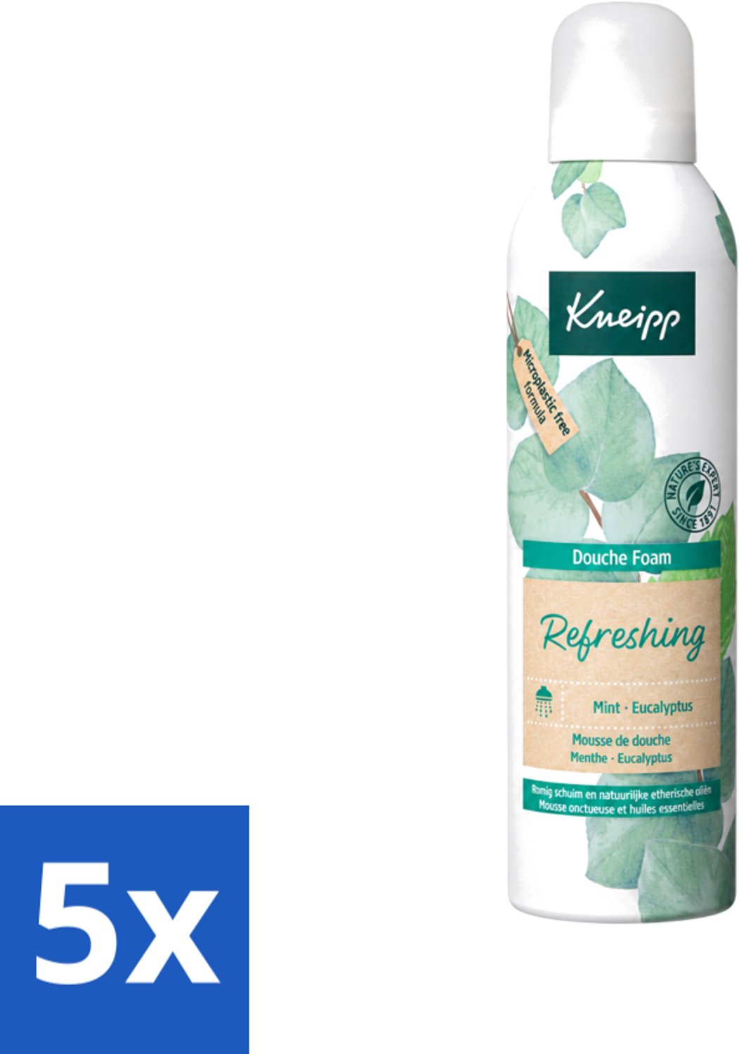 5 x Kneipp - Douchefoam - Mint & Eucalyptus - Vegan - 200 ml - Voordeelverpakking - 5 stuks