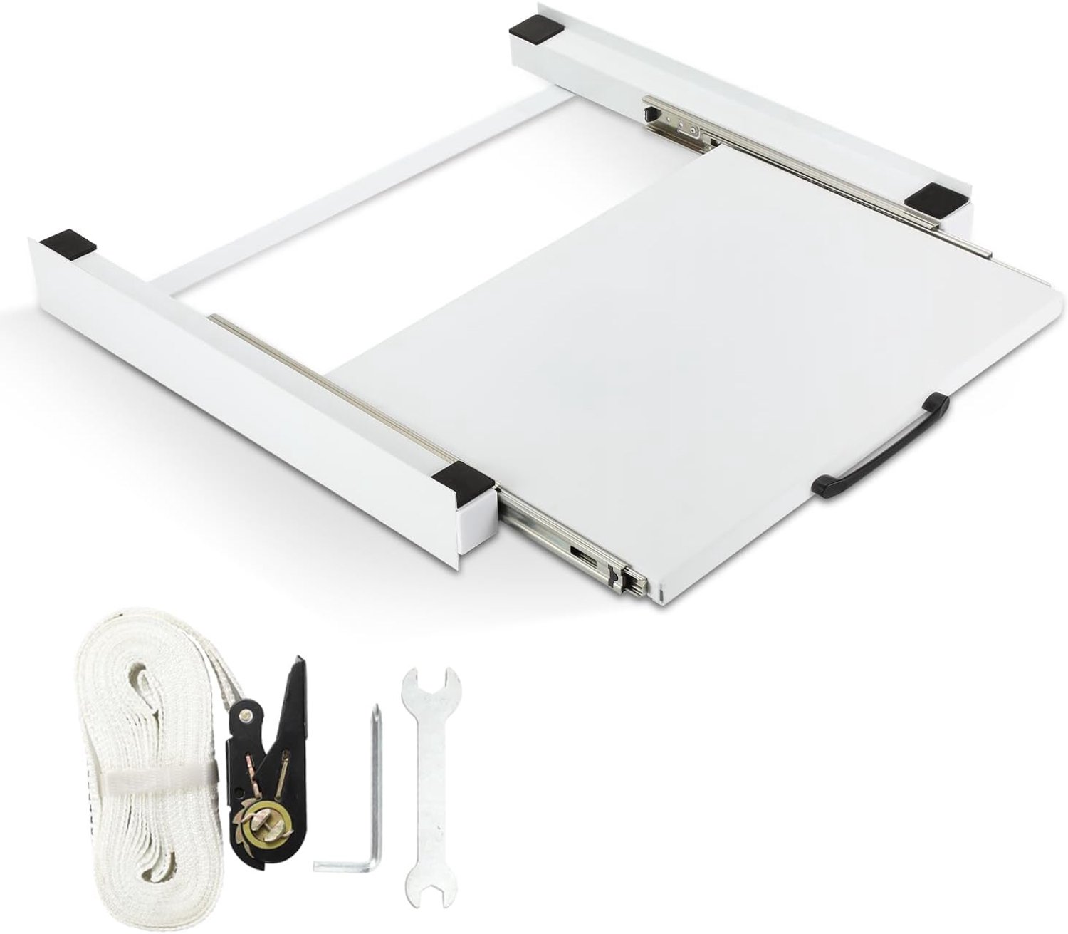 Tussenbouwframe voor droger en wasmachine, tussenbouwset met uittreksel als opbergruimte voor wasmachines en drogers | Geschikt voor apparaten van 60 x 60 cm
