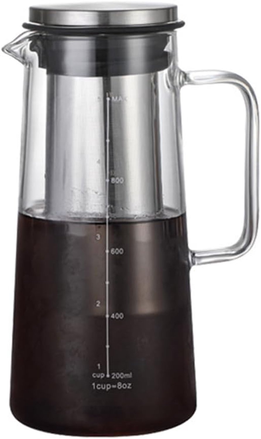 Brew Koffiezetapparaat, 36OZ glas en roestvrijstalen ijskoffiemok met dubbellaags fijnnetfilter