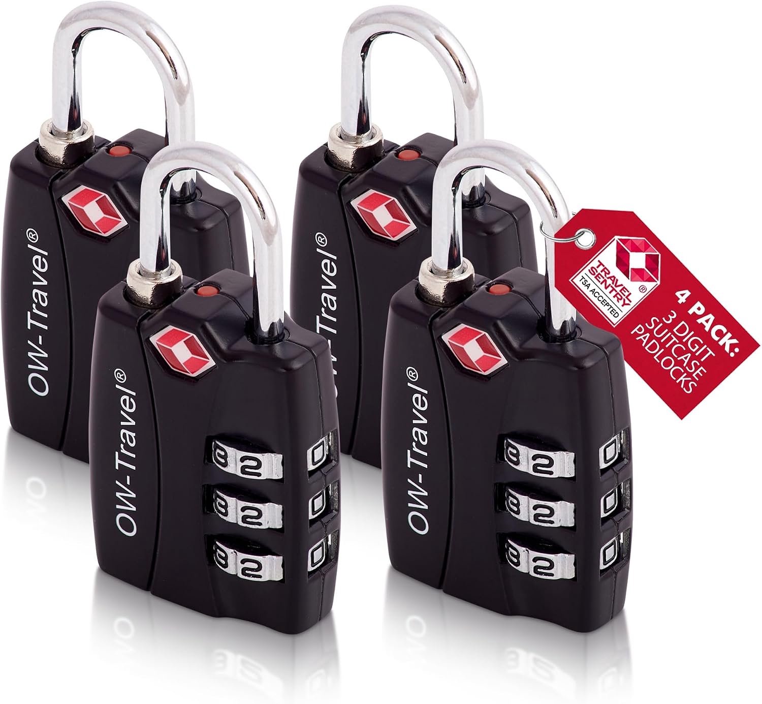 TSA Combinatieslot met Openingsindicator - Zwart (4 stuks)