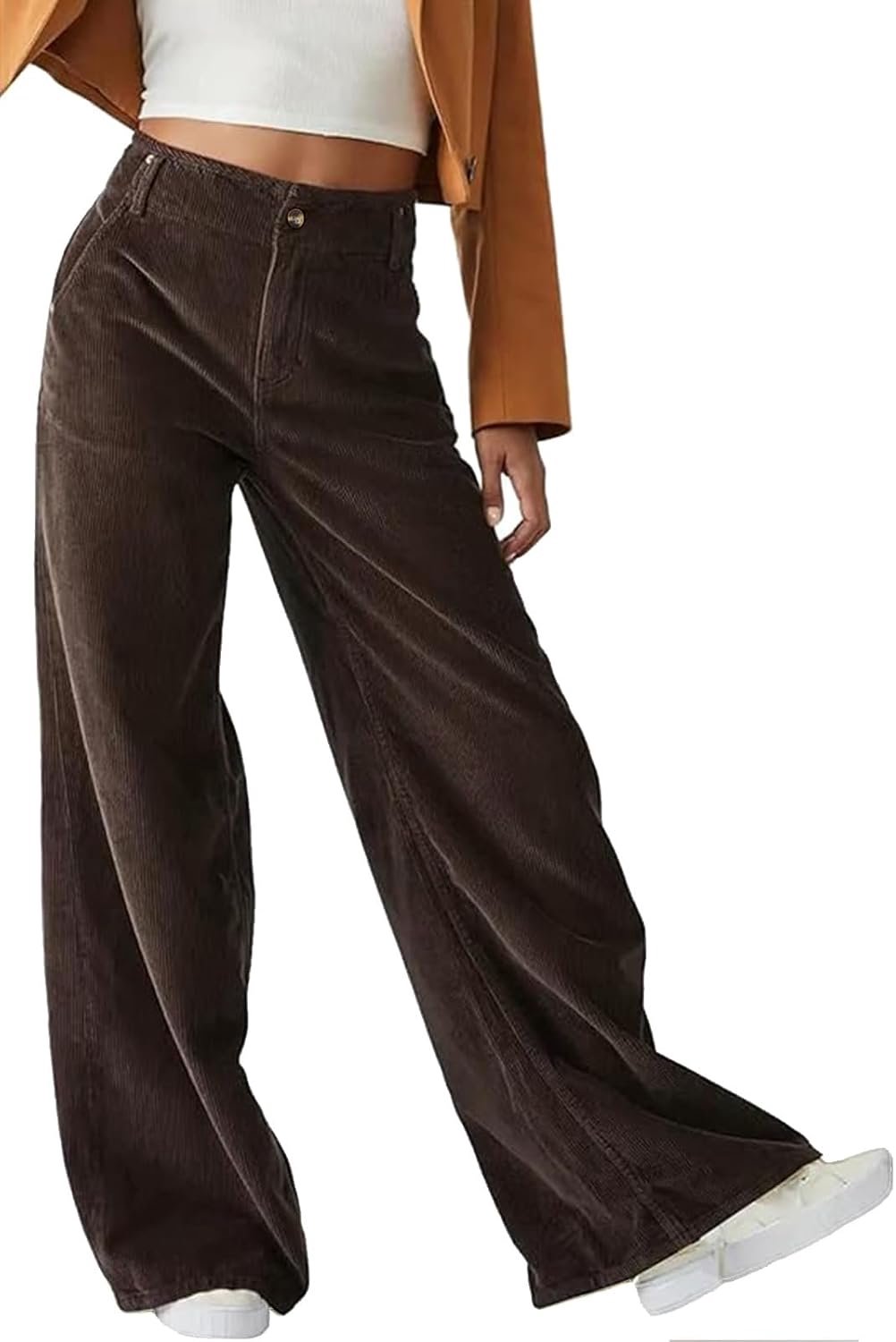 Corduroy broek vintage Y2K Damesbroek Chique en Elegant Herfst Winter Fluwelen Broek Hoge Taille Wijde Pijpen Casual Effen Broek Casual Losse Zakken Streetwear