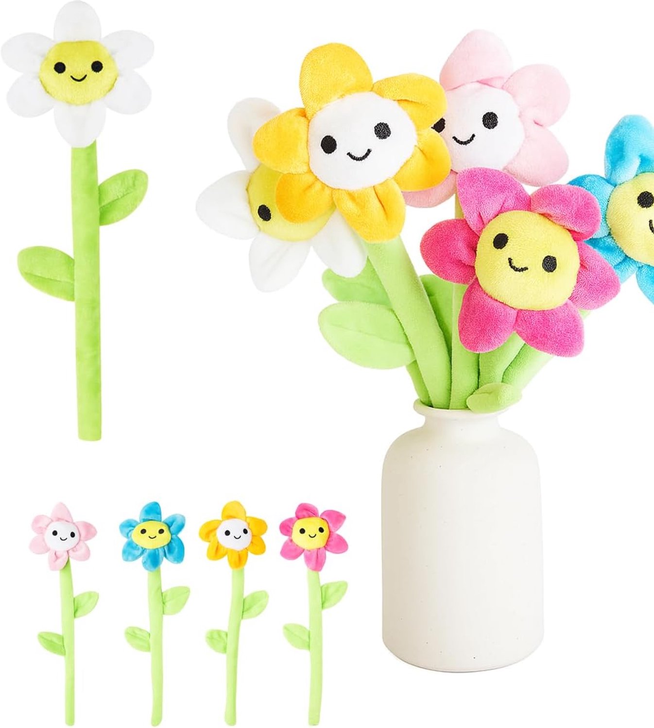 Bloemen stoffen bloemen boeket grappige pluche plant stof bloemen voor kinderen cadeau-idee meisjes (5 stuks)