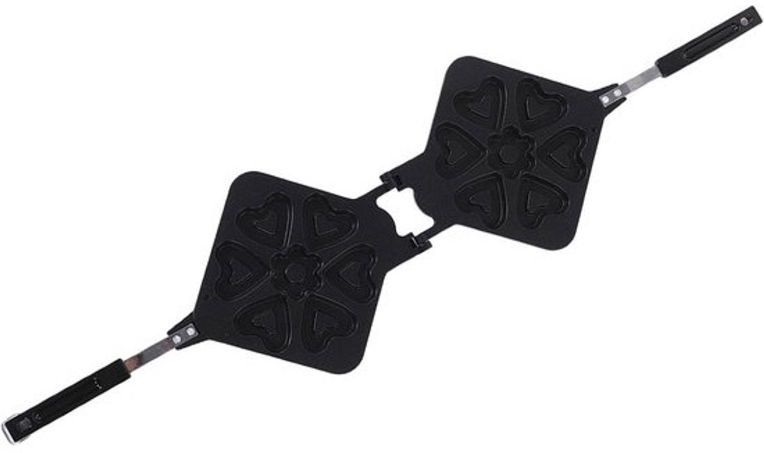 Wafelijzer - Hartvormige bakplaten - Wafels bakken - Dubbelzijdig bakken - 44x23 cm - Zwart