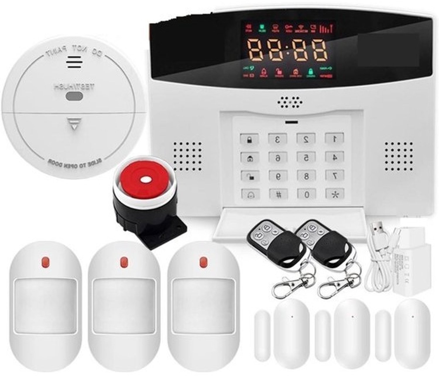 Smart wifi-alarmsysteem - Bediening via app - Woningbeveiliging - Ingebouwde sirene - 100 zones - A