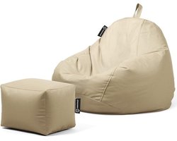 Zitzak met Voetenbank - Zitpoef - Voor Ontspannen Zitten - Waterafstotend Materiaal - Origineel Formaat - Beige