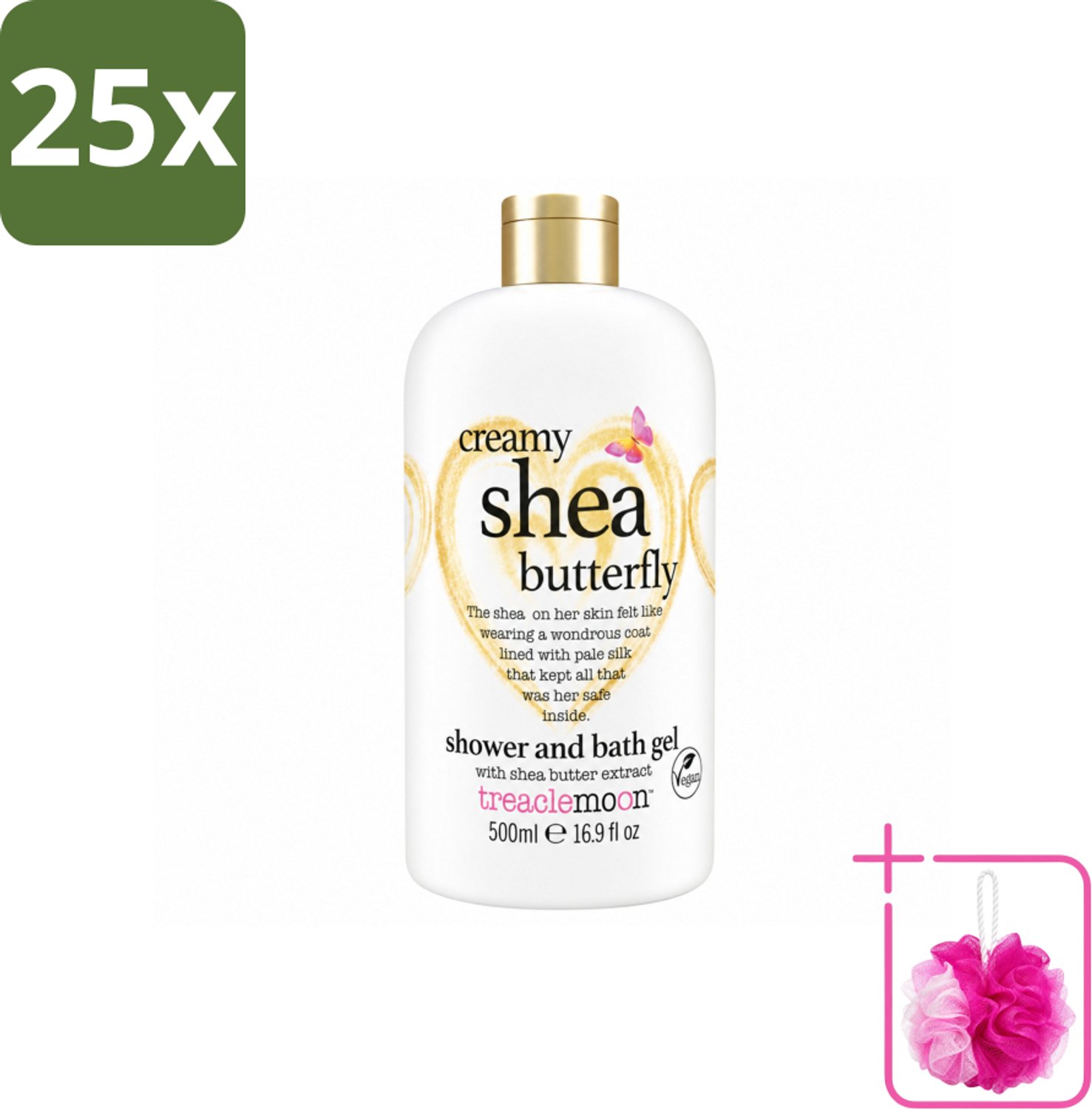 25 x Treaclemoon – Bad- & Douchegel – Creamy Shea Butterfly – 500 ml - Bulkverpakking - Bad en douchegel - Douchemop - Shea