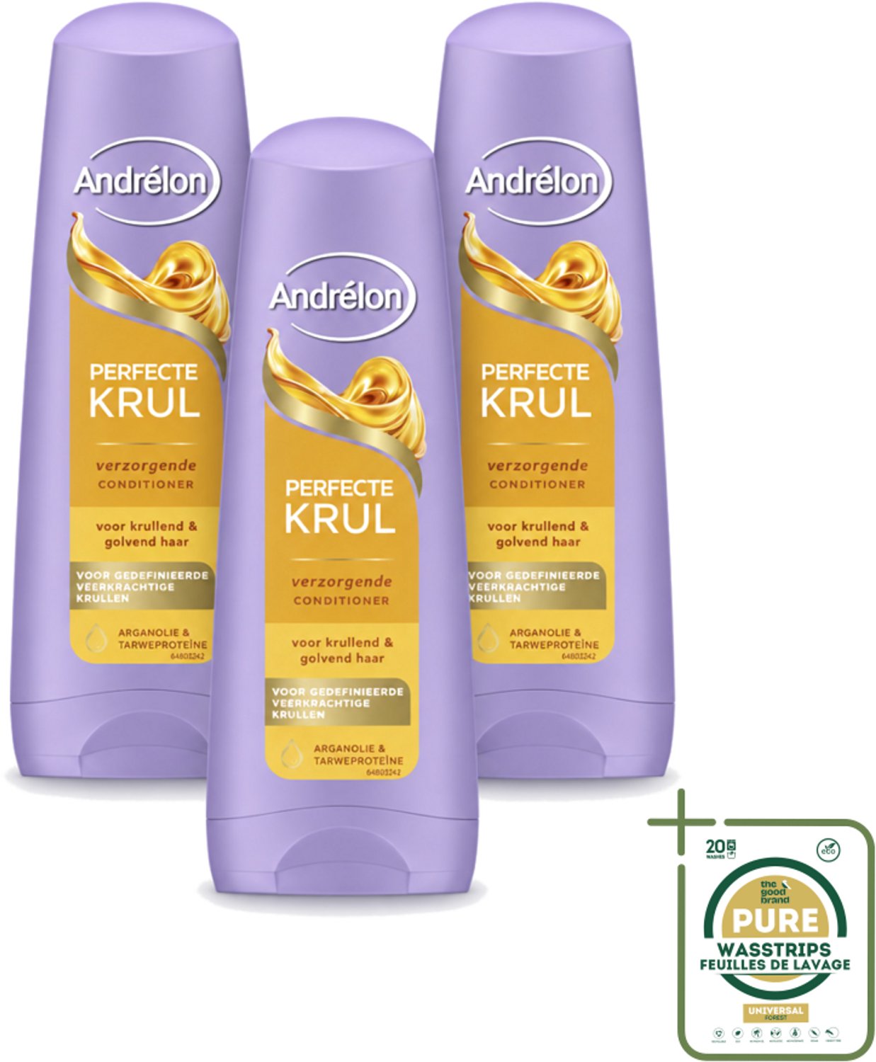 3 x Andrélon – Conditioner – Perfecte Krul – 200 ml - Wasstrips - Krullen Verzorgen - Krullen Pluisvrij - Krullen Zacht - Krullen Flexibel - Krullen Gedefinieerd
