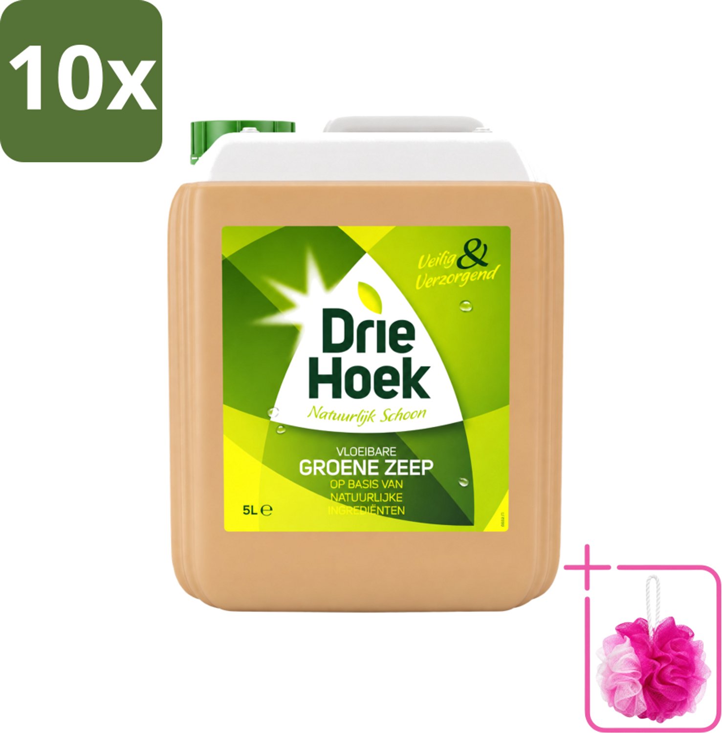 10 x Driehoek – Vloeibare Zeep – Groene Zeep – 5 liter - Bulkverpakking - Schoonmaken - Douchemop - Natuurlijke zeep