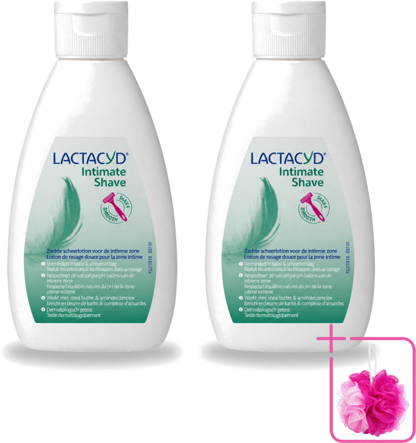 2 x Lactacyd – Intimate Shave – Scheerlotion – 200 ml - Bulkverpakking - Intieme scheerlotion - Douchemop - Gevoelige huid