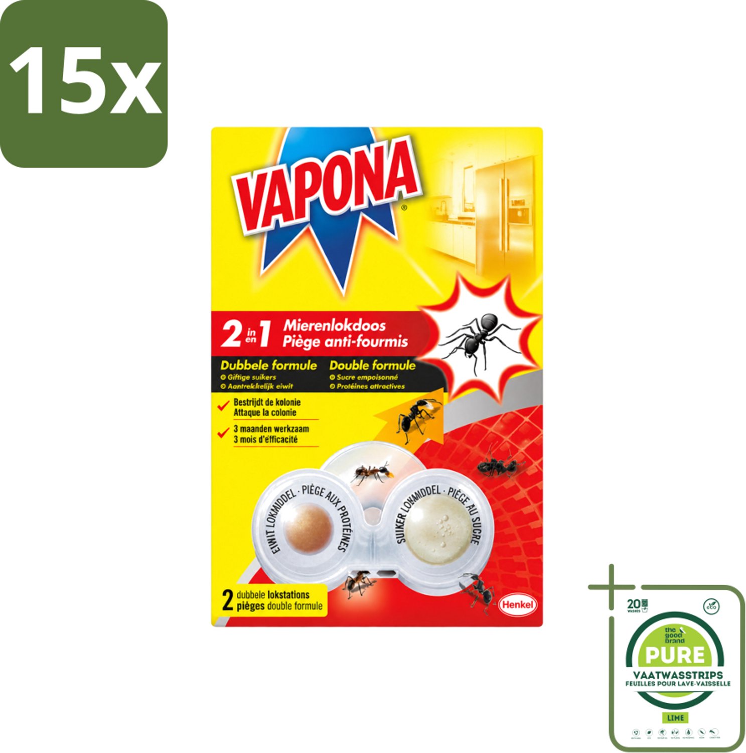 15 x Vapona – Mierenlokdoos – Dubbele Insectenval - Grootverpakking - Vaatwasstrips - Mierenbestrijding - Mierenlokdoos - Mierenbestrijding Binnen En Buiten - Mierenbestrijding Buiten - Mierenbestrijding In De Tuin