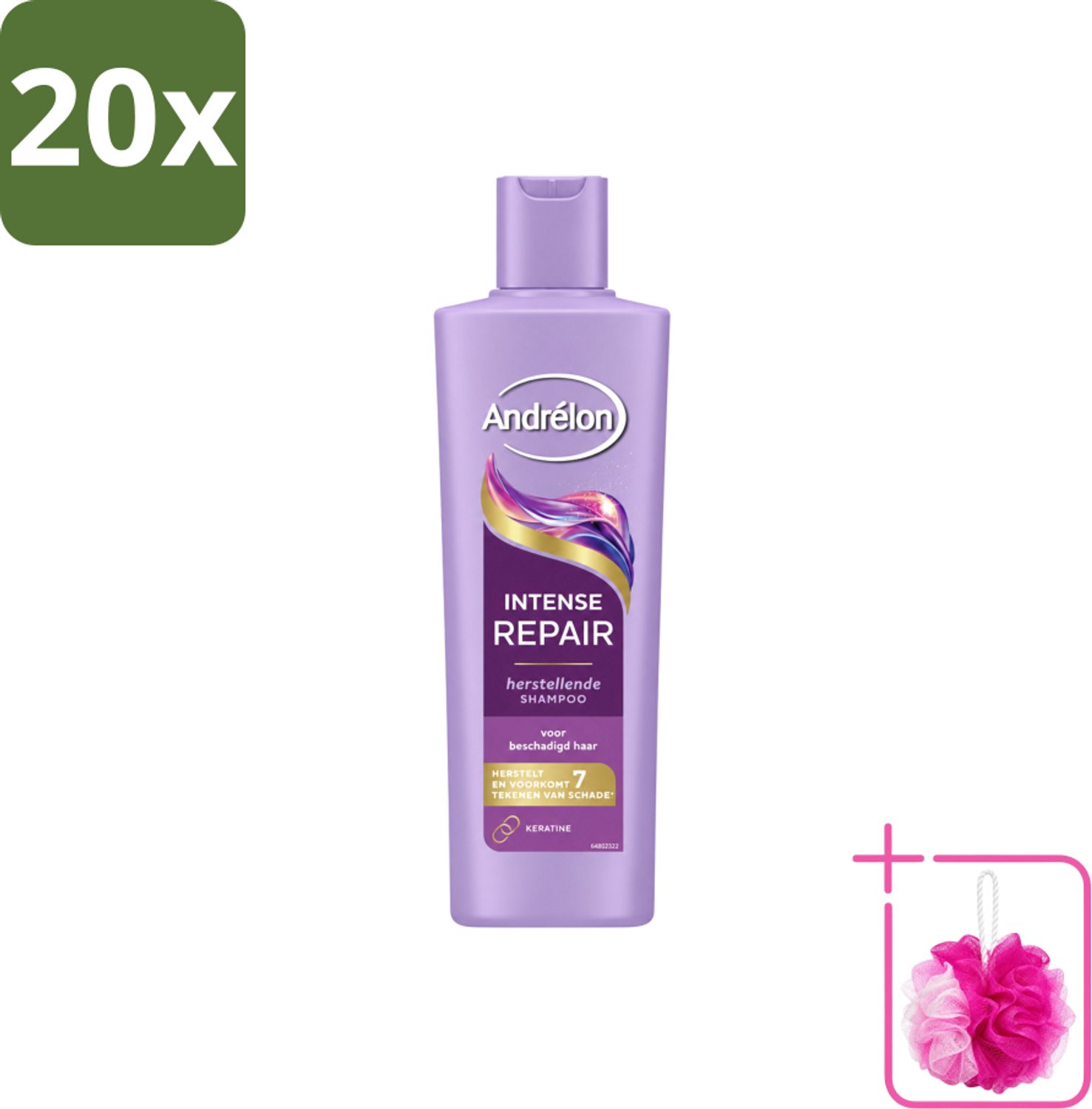 20 x Andrélon – Shampoo – Intense Repair – 250 ml - Bulkverpakking - Haar herstellen - Douchemop - Beschadigd haar