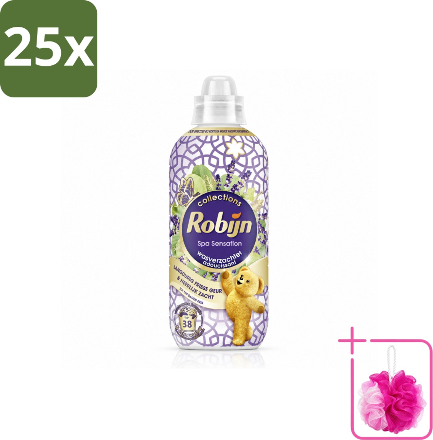 25 x Robijn – Wasverzachter – Intense Spa Sensation – 765 ml - Bulkverpakking - Wasverzachter - Douchemop - Eucalyptus