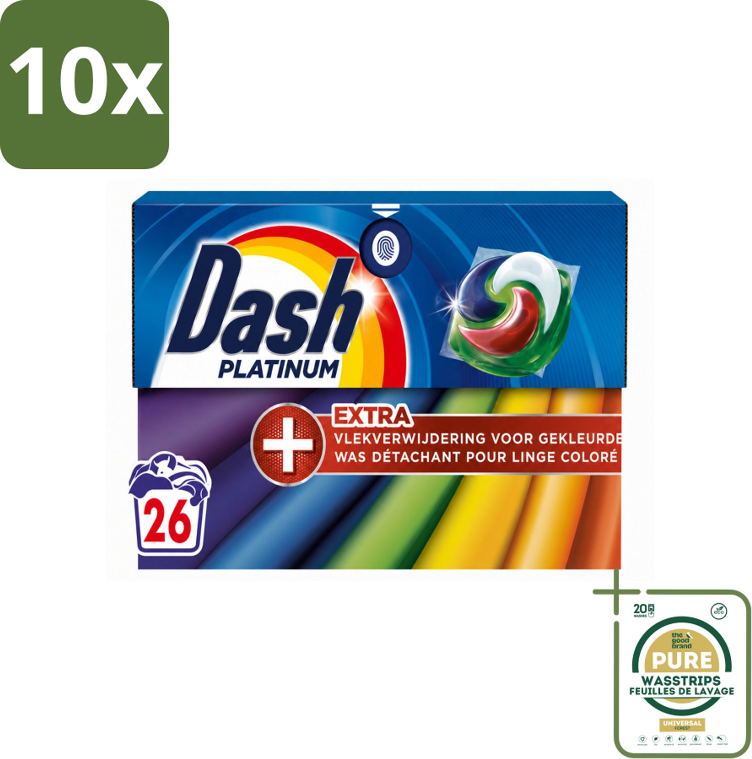 10 x Dash – Wasmiddelcapsules – 4in1 Pods + Extra Vlekverwijdering Color – 26 capsules - Wasstrips - Wasmiddel Capsules - Vlekverwijdering - Gekleurde Was - Kleurbehoud - 4 In 1 Wasmiddel