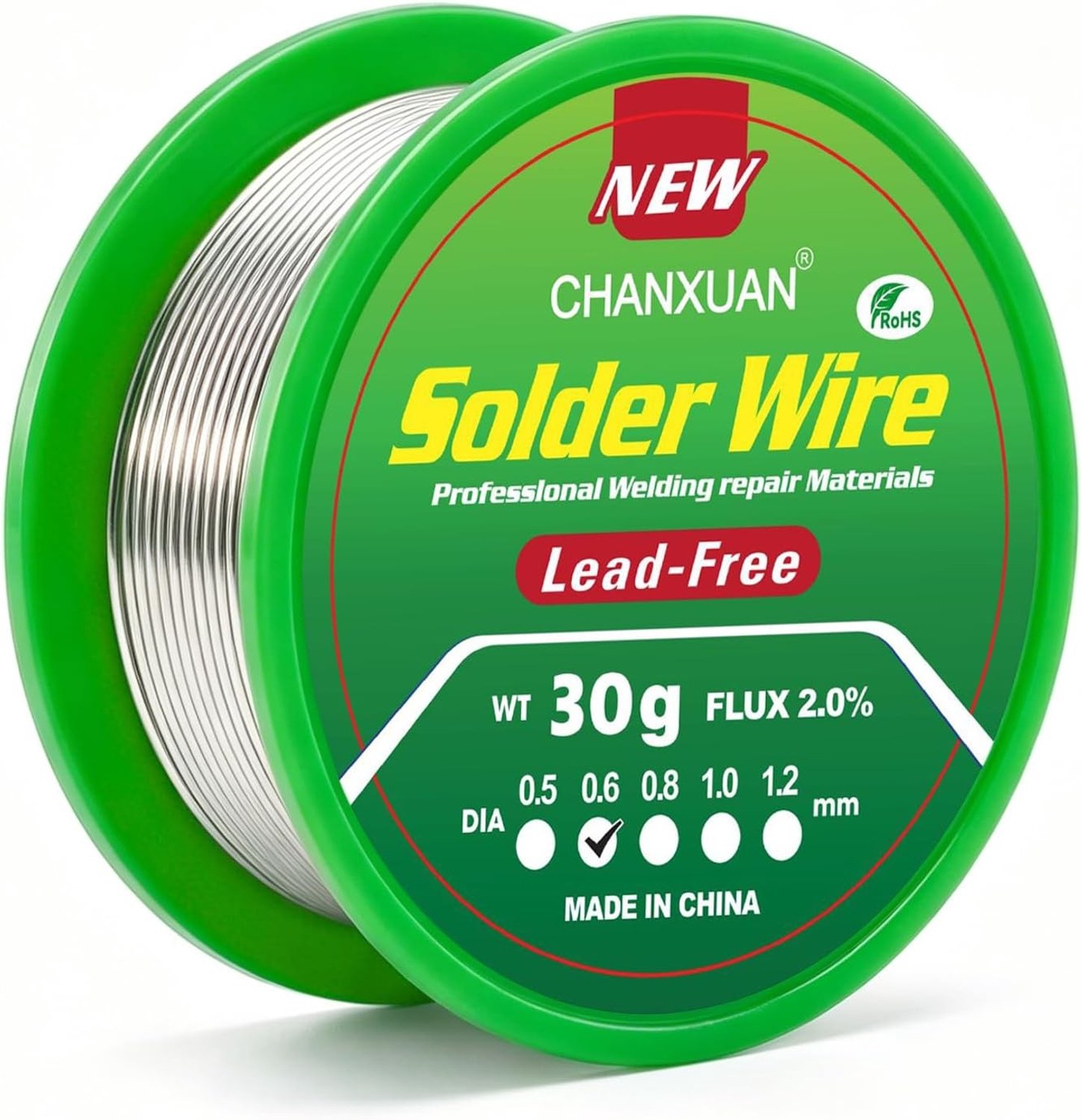 Loodvrije soldeertin 0.5mm, Sn99.3% Cu0.7%, 30g soldeerdraad met flux voor elektrisch solderen, reparatie en doe-het-zelf projecten