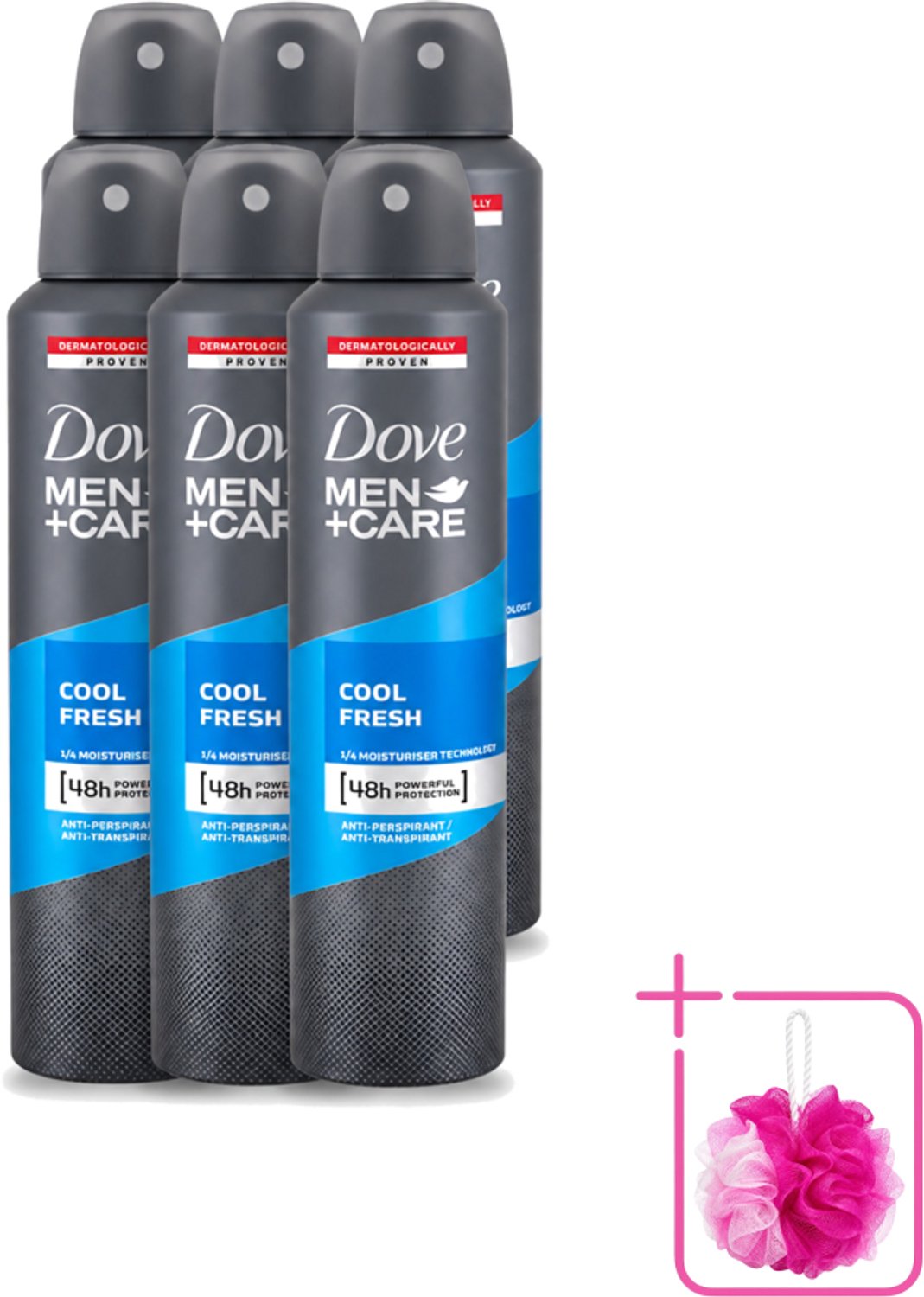 6 x Dove - Deodorant - Spray Men+Care Cool Fresh - Verfrissend en langdurige bescherming - 250 ml - Bulkverpakking - Deodorant spray - Douchemop - Zweetgeur
