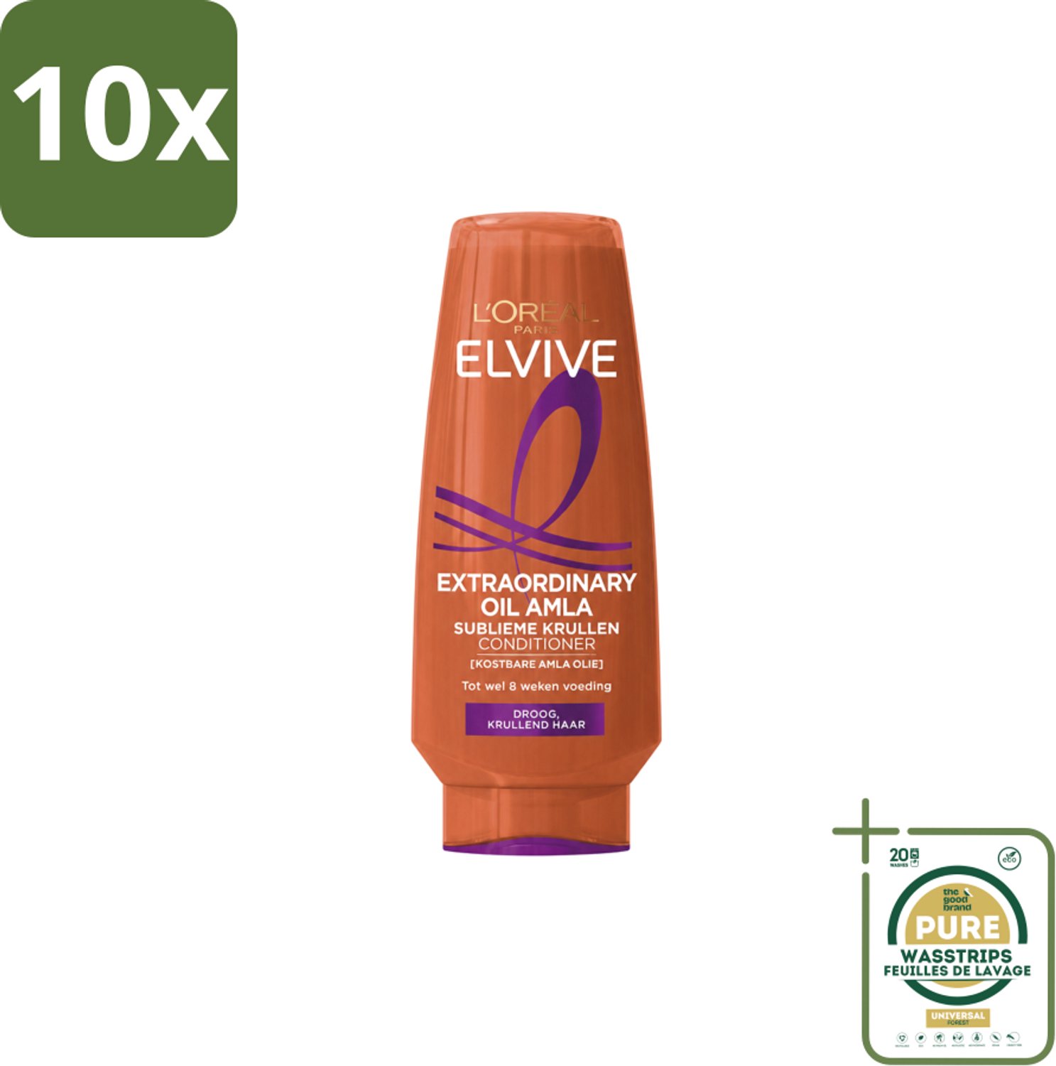 10 x L’Oréal Paris Elvive – Conditioner – Extraordinary Oil Krulverzorging – 200 ml - Wasstrips - Krulverzorging Conditioner - Droog Krulhaar - Voedende Conditioner - Krulhaar Voeding - Krulhaar Herstel