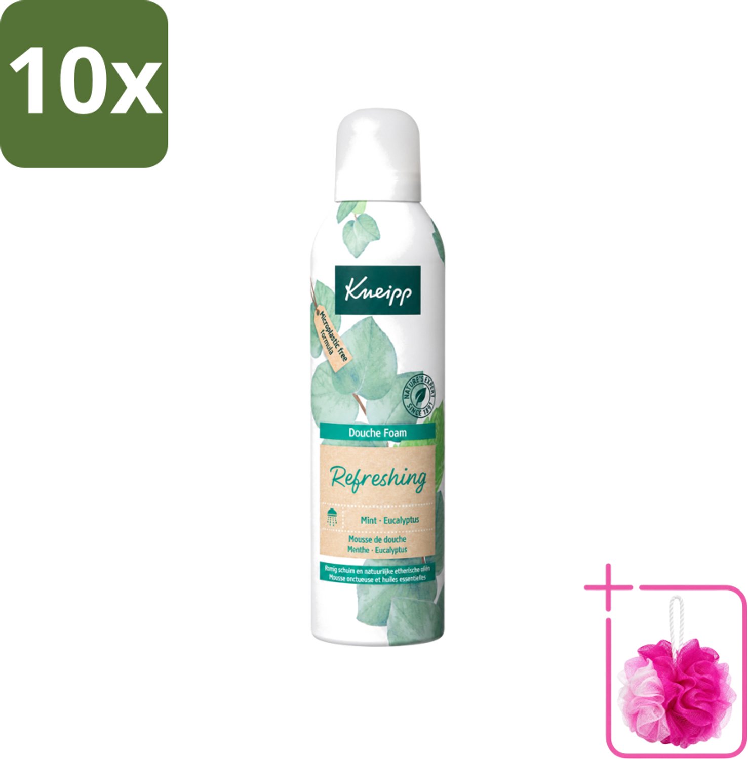 10 x Kneipp - Douchefoam - Mint & Eucalyptus - Vegan - 200 ml - Bulkverpakking - Douchefoam - Douchemop - Mint en eucalyptus