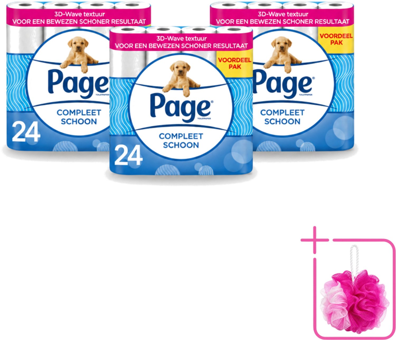 3 x Page - Compleet Schoon - Toiletpapier - 2-Laags - Comfortabel & Zacht - 24 Rollen - Bulkverpakking - Toiletpapier - Douchemop - 2-laags toiletpapier