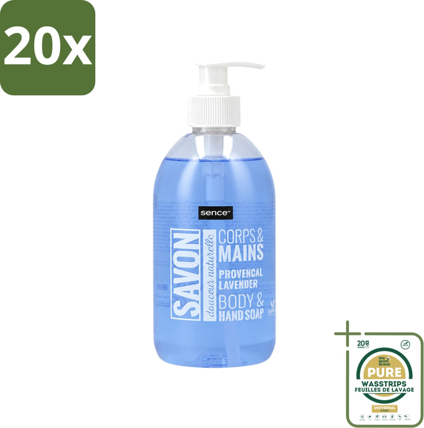 20 x Sence - Provencal Lavendel - Handzeep - Savon - 500 ml - Wasstrips - Handzeep - Lavendel - Handen Reinigen - Vloeibare Handzeep - Mild Reinigen
