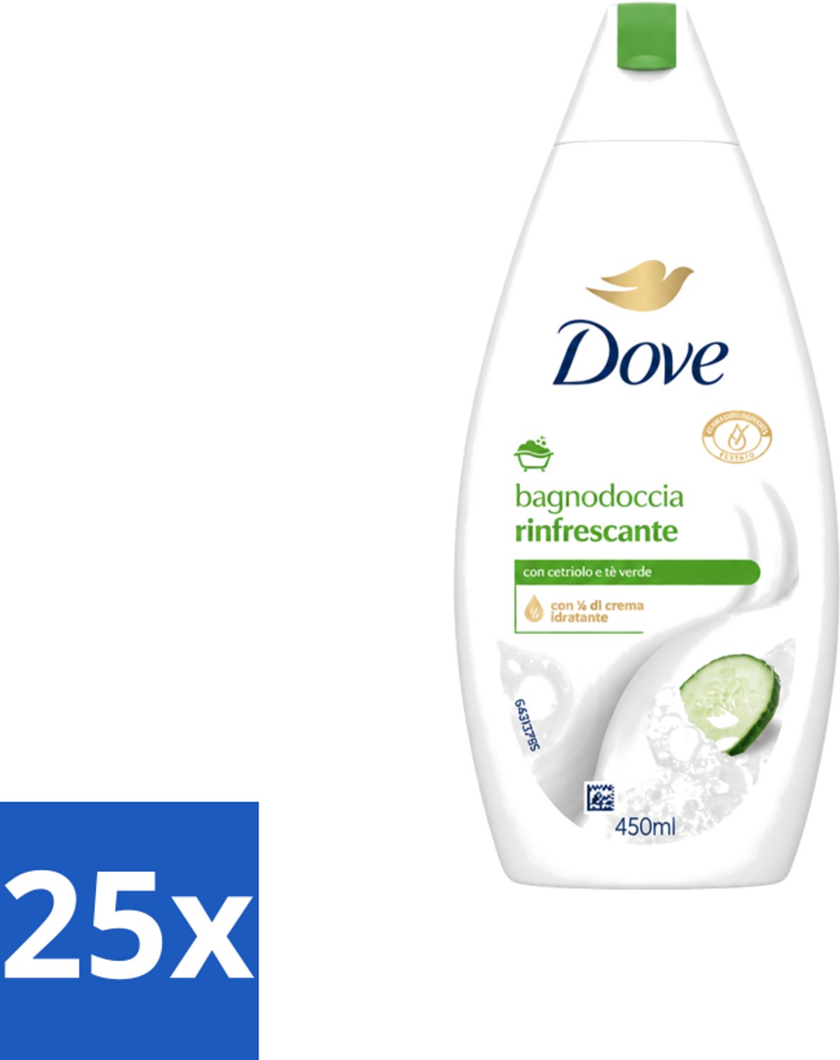 25 x Dove – Douchegel – Refreshing – 450 ml - Voordeelverpakking - 25 stuks