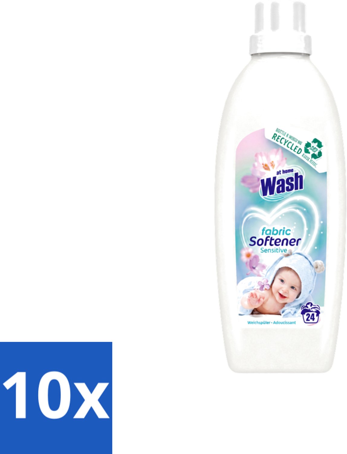 10 x At Home Wash – Wasverzachter Sensitive – Voor Babykleding – 750 ml - Voordeelverpakking - 10 stuks