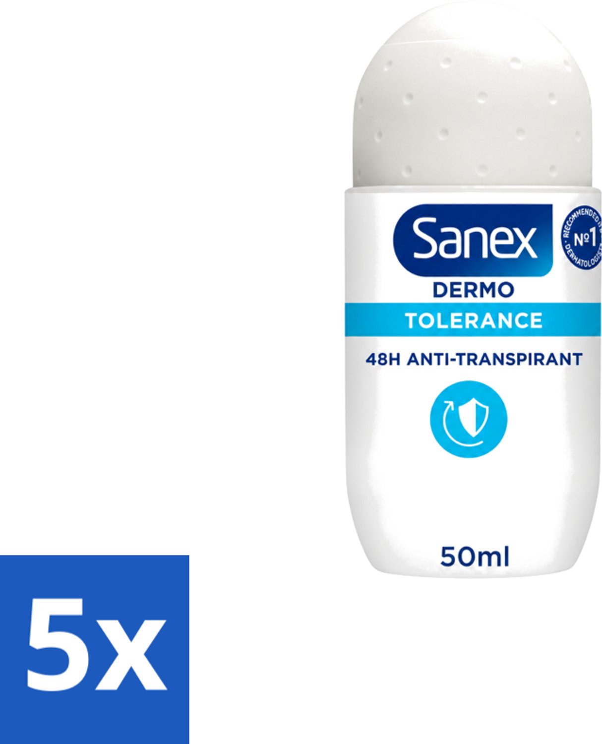 5 x Sanex – Deo Roll-on – Dermo Tolerance – 50 ml - Voordeelverpakking - 5 stuks