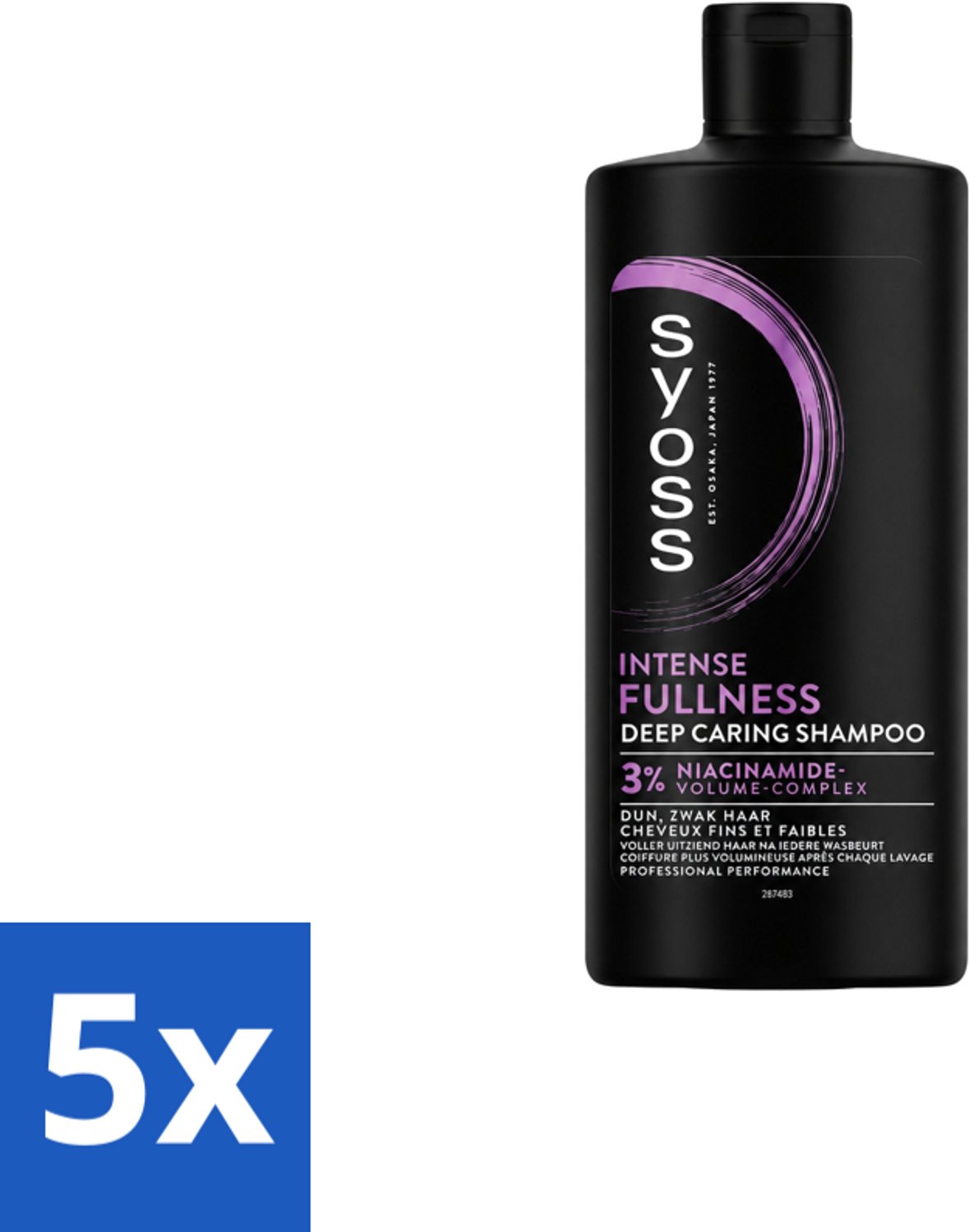 5 x Syoss – Shampoo – Intense Fullness – 440 ml - Voordeelverpakking - 5 stuks