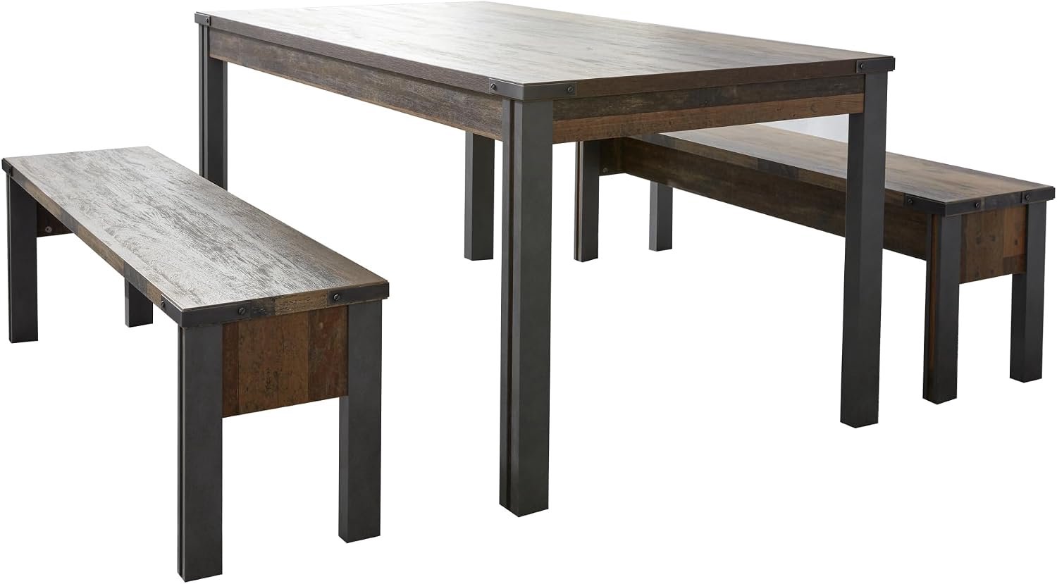 - houten bank - grijs mat/eiken - zitbank, tuinbank - (b x h x d) 140 x 44 x 35 cm - industriële stijl