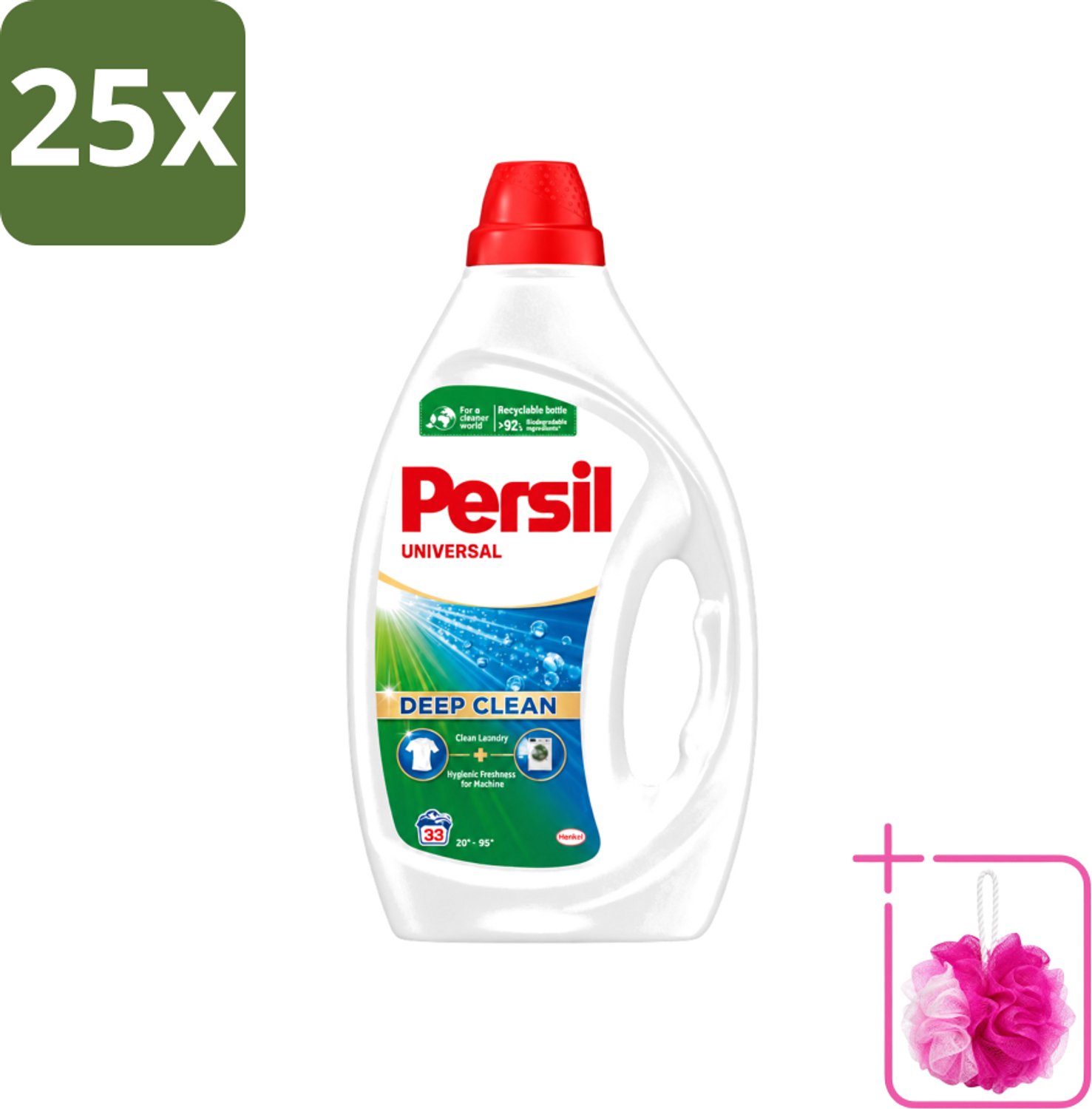25 x Persil Universal - Vloeibaar Wasmiddel - Witte en Gekleurde Was - 33 Wasbeurten - Bulkverpakking - Persil Universal Gel - Douchemop - Wasmiddel