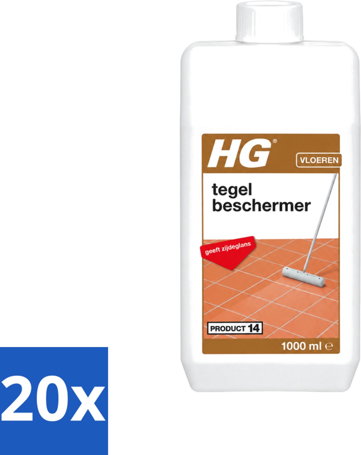 20 x HG - Vloeren - Tegelbeschermer - Geeft Zijdeglans - 1L - Voordeelverpakking - 20 stuks