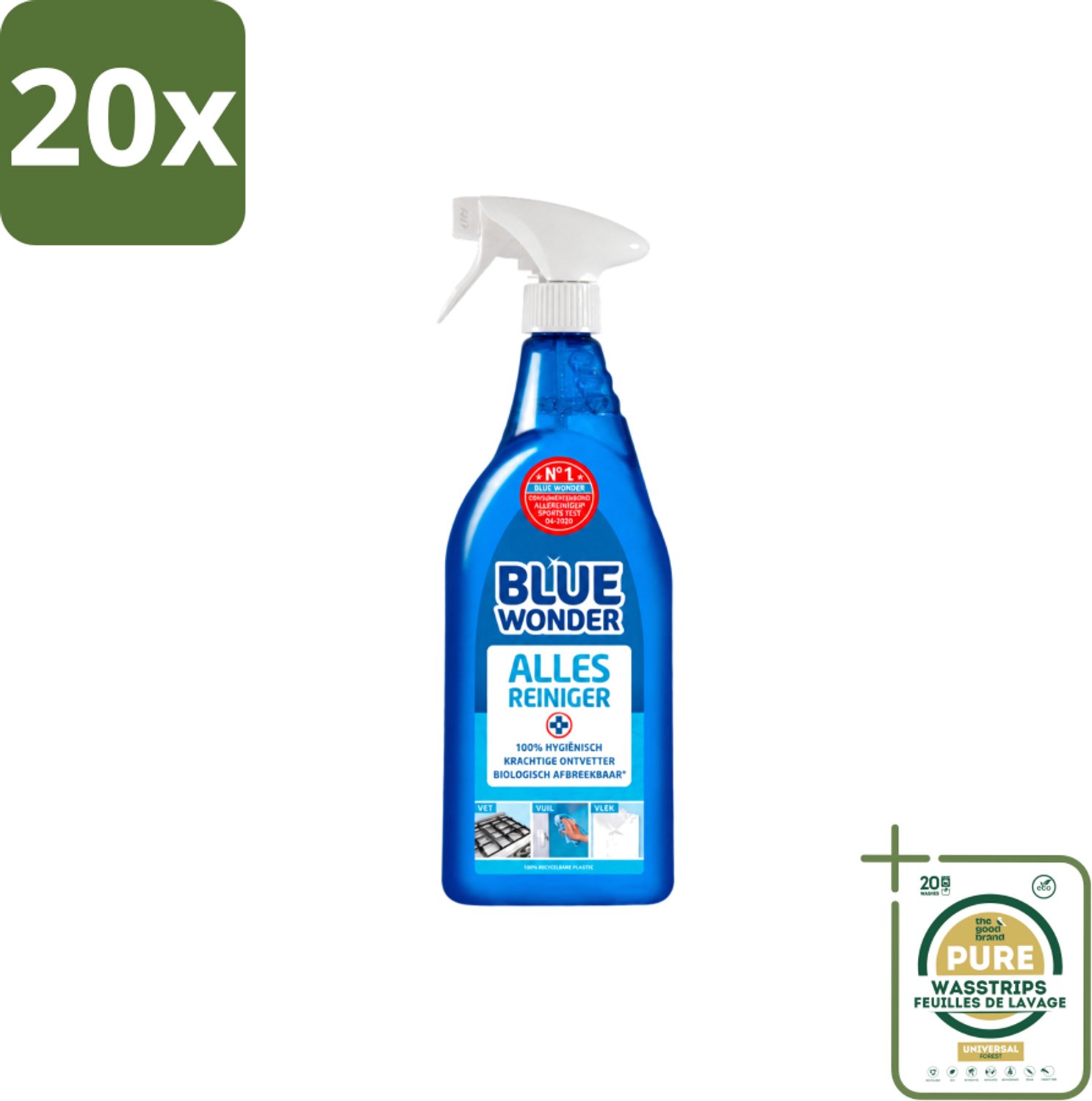 20 x Blue Wonder - Allesreiniger Spray - Krachtige Ontvetter - 750 ml - Wasstrips - Allesreiniger - Ontvetter - Vet Verwijderen - Vuil Verwijderen - Keuken Reinigen