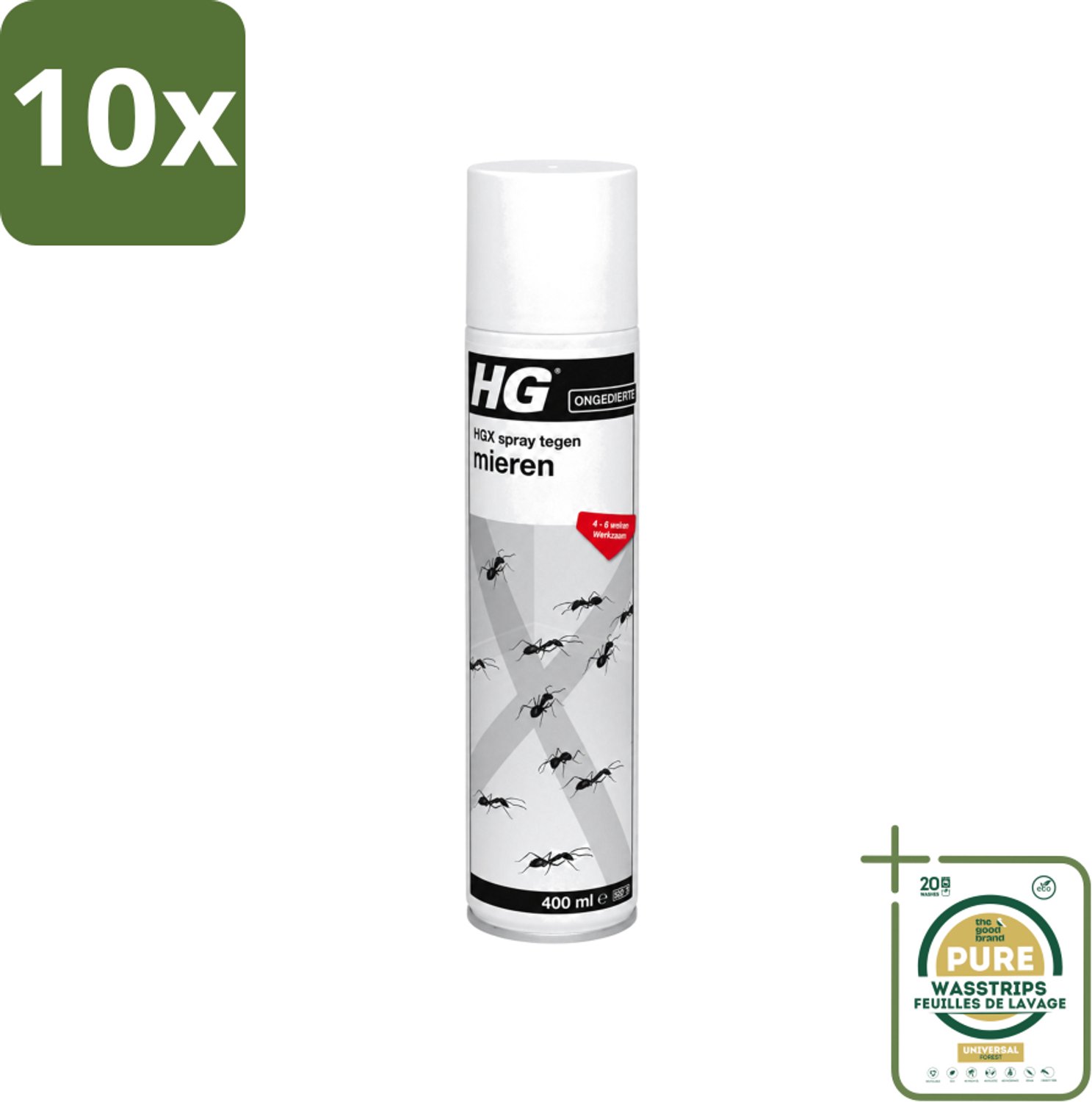 10 x HG X - Spray tegen Mieren - Direct Werkende Mierenbestrijding - 400 ml - Wasstrips - Mierenbestrijding - Mierenbestrijdingsmiddel - Mieren Uit Huis - Mieren Uit Woning - Mierenbestrijding Spray