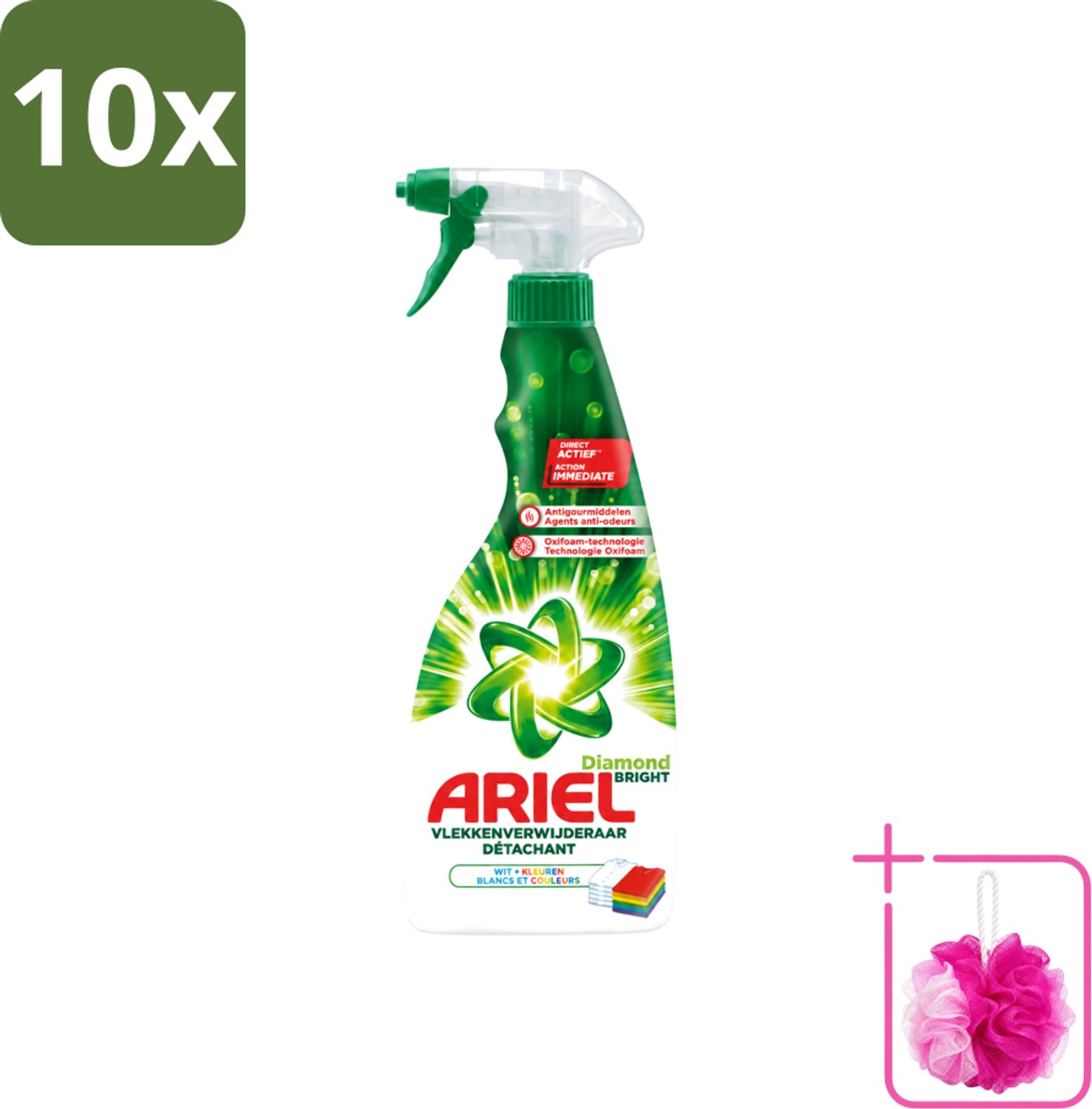 10 x Ariel Diamond Bright - Vloeibare Vlekverwijderaar - Witte en Gekleurde Was - 30 Wasbeurten - Bulkverpakking - Vlekverwijderaar - Douchemop - Wasbeurt