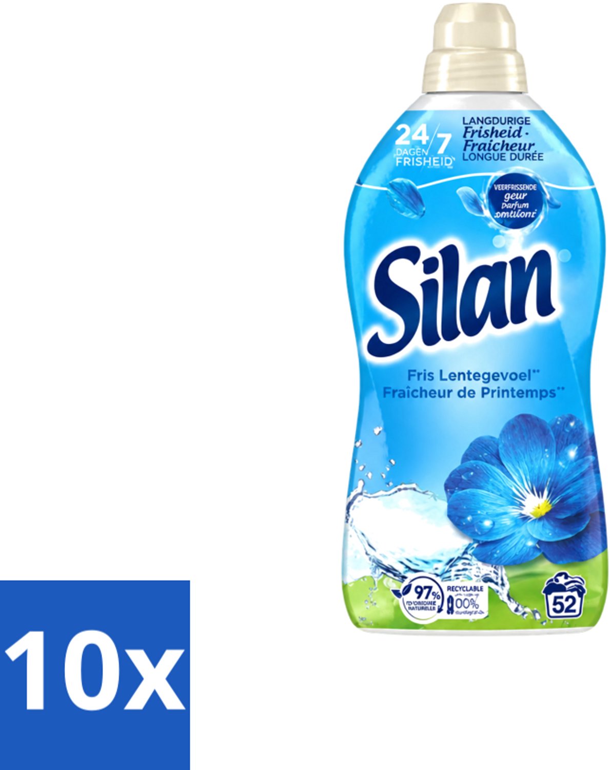 10 x Silan – Wasverzachter – Classic Blue Fris Lentegevoel – 1144 ml - Voordeelverpakking - 10 stuks