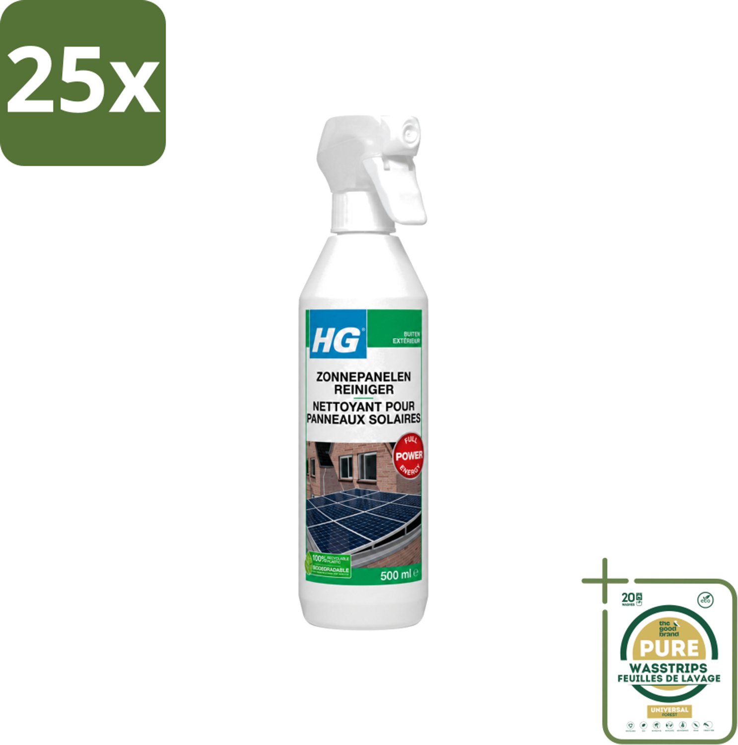 25 x HG - Buiten - Zonnepanelen Reiniger - Vol Energie - 0.5L - Wasstrips - Zonnepanelen Reinigen - Zonnepanelen Schoonmaken - Zonnepanelen Onderhoud - Zonnepanelen Rendement - Zonnepanelen Vuil