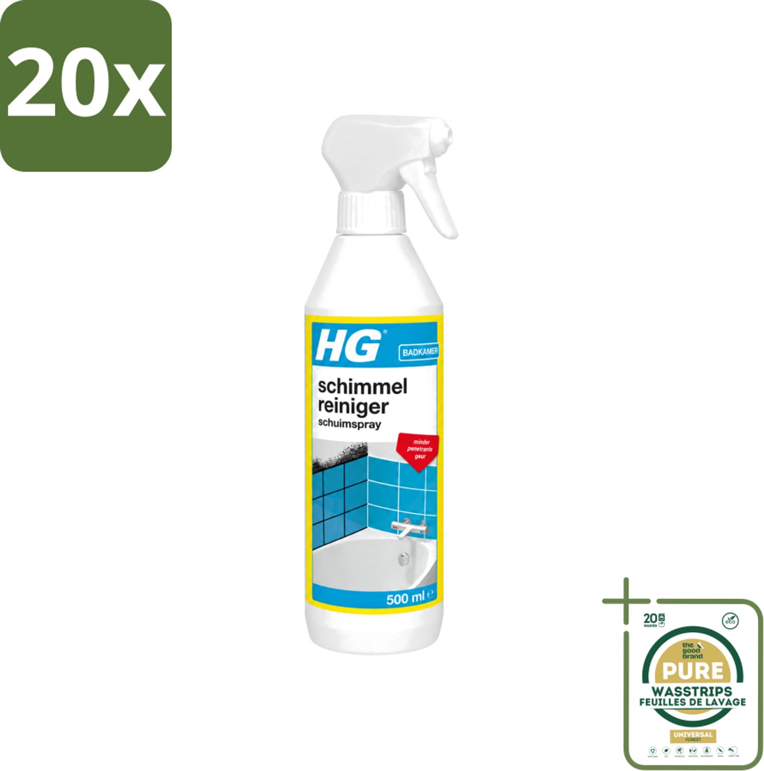 20 x HG - Sanitair - Schimmelreiniger - Schuimspray - 500 ml - Wasstrips - Schimmelreiniger - Schimmelverwijdering - Schuimspray - Schimmel In Badkamer - Schimmel Op Tegels