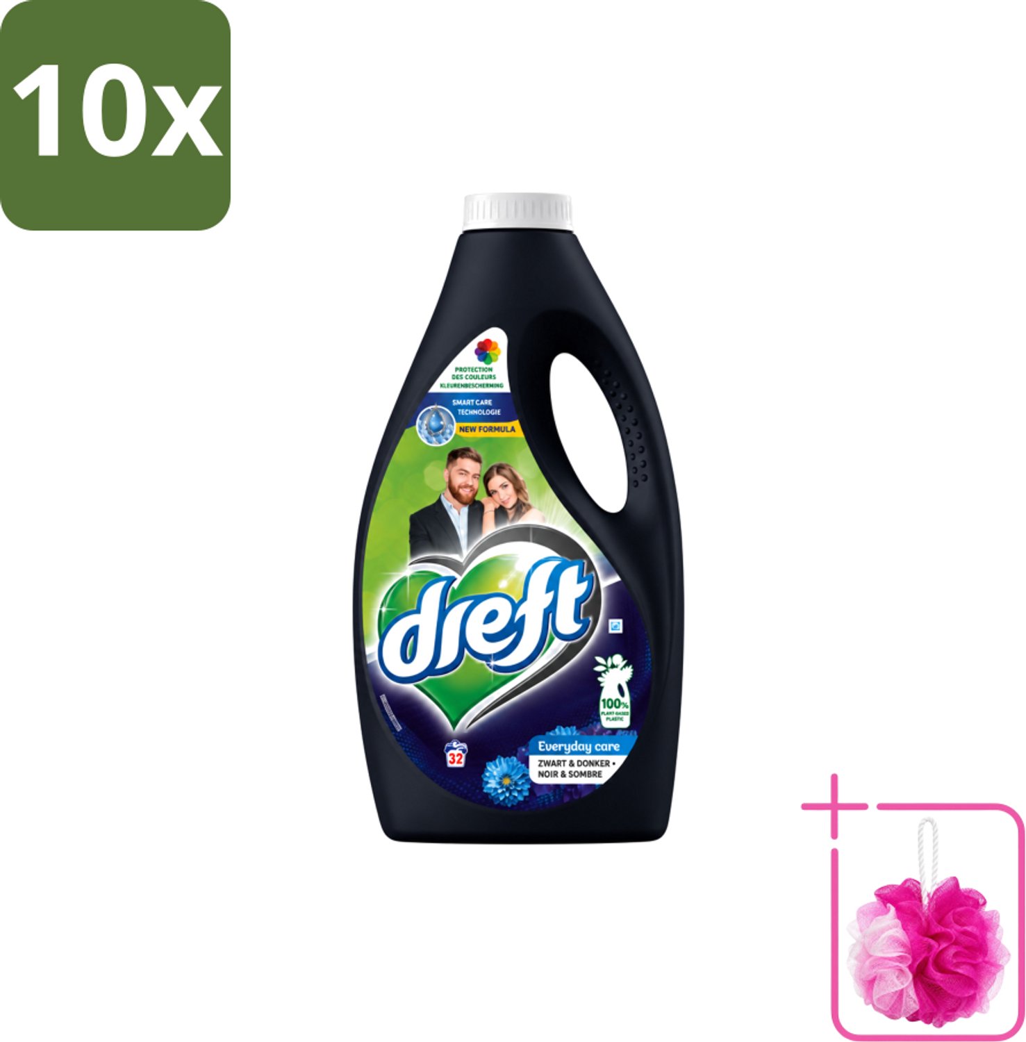 10 x Dreft – Vloeibaar Wasmiddel – Zwart & Donker – 32 Wasbeurten - Bulkverpakking - Donker wasmiddel - Douchemop - Kleurbehoud