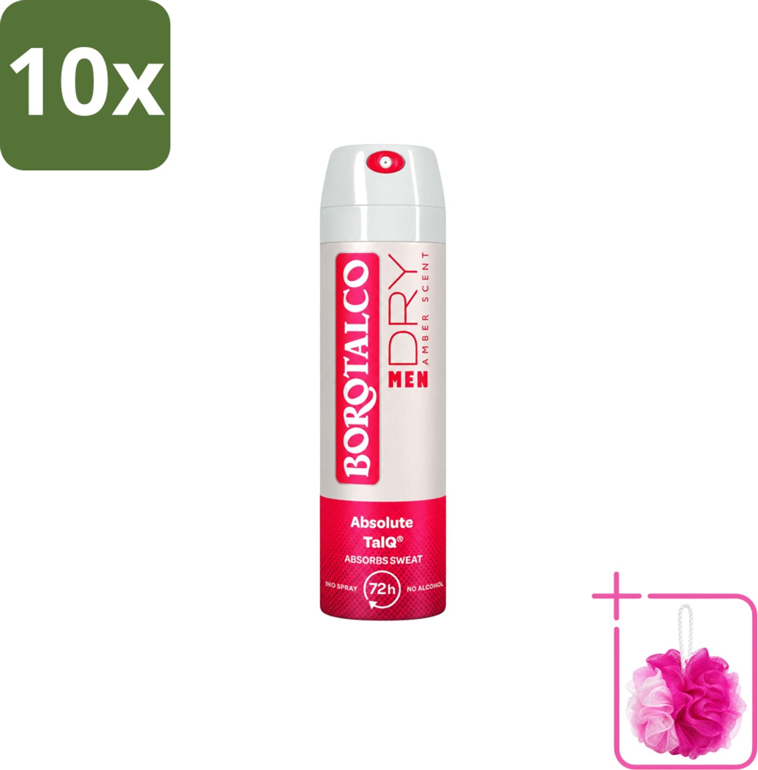 10 x Borotalco – Deodorant Spray – Men Amber Geur – 150 ml - Bulkverpakking - Deodorant spray - Douchemop - Mannelijke geur