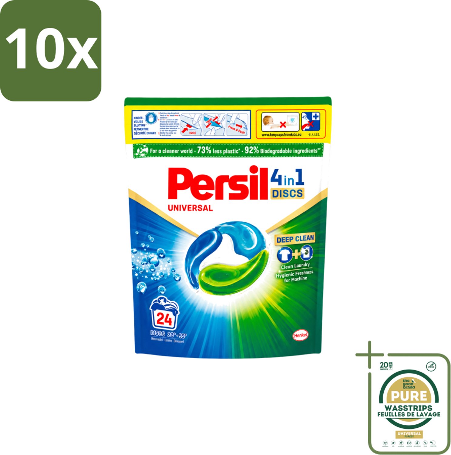 10 x Persil – Wasmiddel Discs – Universeel - 24 Capsules - Wasstrips - Wasmiddel - Wascapsules - Vlekverwijdering - Frisheid - Kleurbehoud