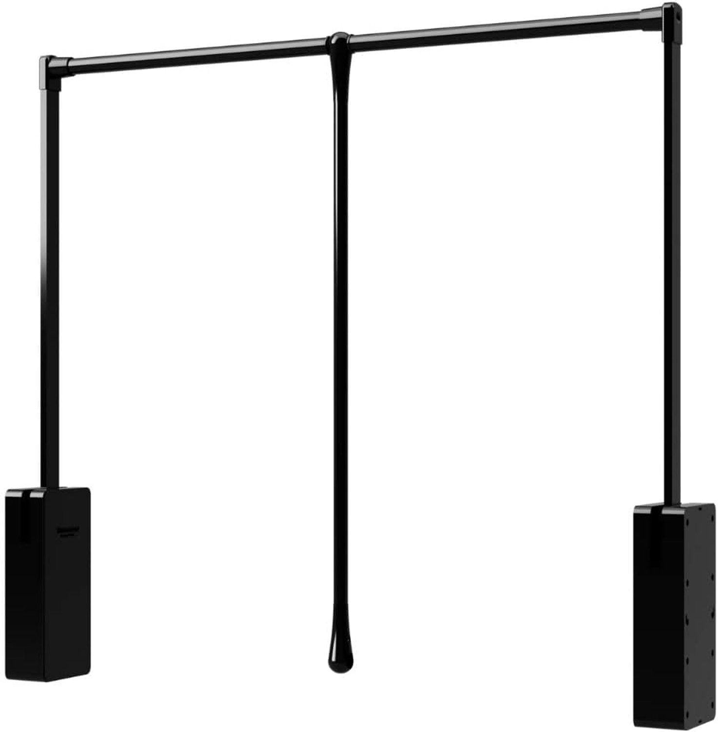 Kledingstang voor kast, verstelbaar, draagvermogen 15 kg, van staal, eenvoudige montage, vergrendeling en opstijgen, zacht gedempt (Vano 48-62 cm, zwart)