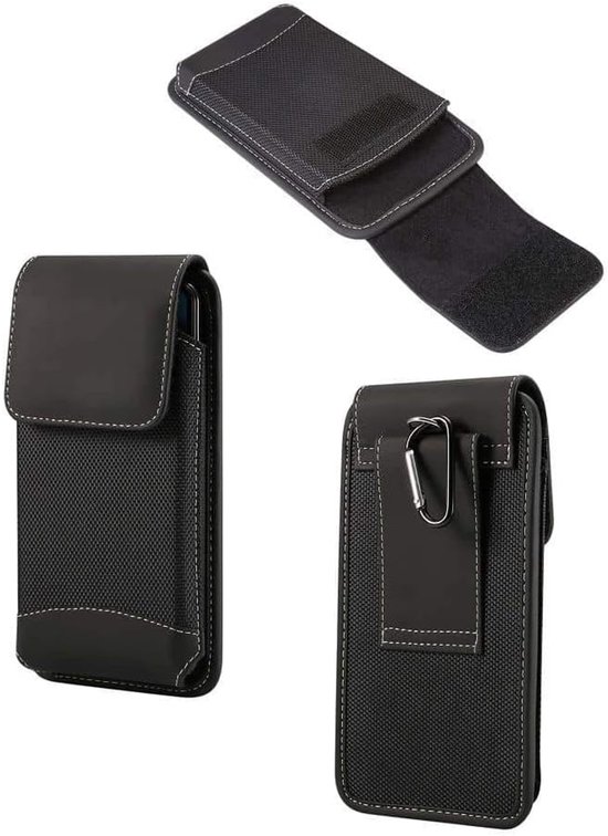 Cover Verticaal Leer en Nylon voor Gionee P50 Pro (2022) - Zwart — afbeelding 2