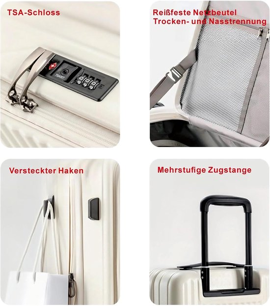 Koffer met TSA-slot, bekerhouder en haak, 24 inch, 8 wielen van Dailygoods — afbeelding 2