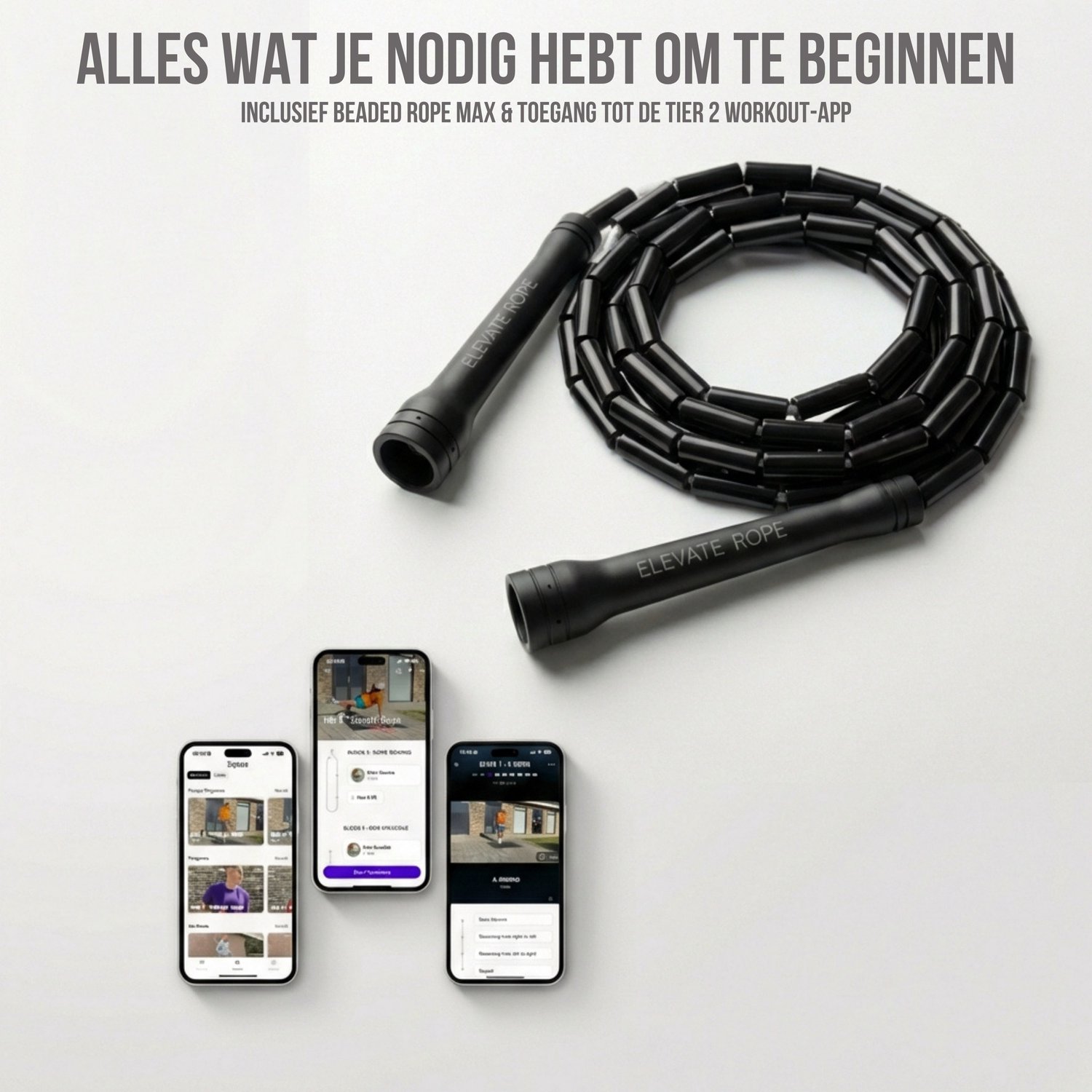 Elevate Rope Professioneel Beaded Springtouw - Verstelbare Jump Rope - Touwtje Springen voor Volwassenen en kinderen - Beaded rope - Conditie & Trucs - Binnen & Buiten Skipping Rope - Fitness Springtouwen — afbeelding 5