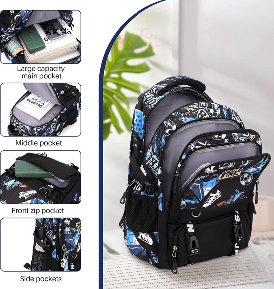 Schooltas met wielen voor kinderen 52x35x25cm — afbeelding 3