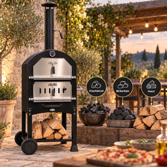HEAT Pizzaoven Ovnhus - Houtgestookte Pizzaoven - Met Barbecue Grill - Makkelijk te Verplaatsen - 50x36x160 cm van Merkloos — afbeelding 5