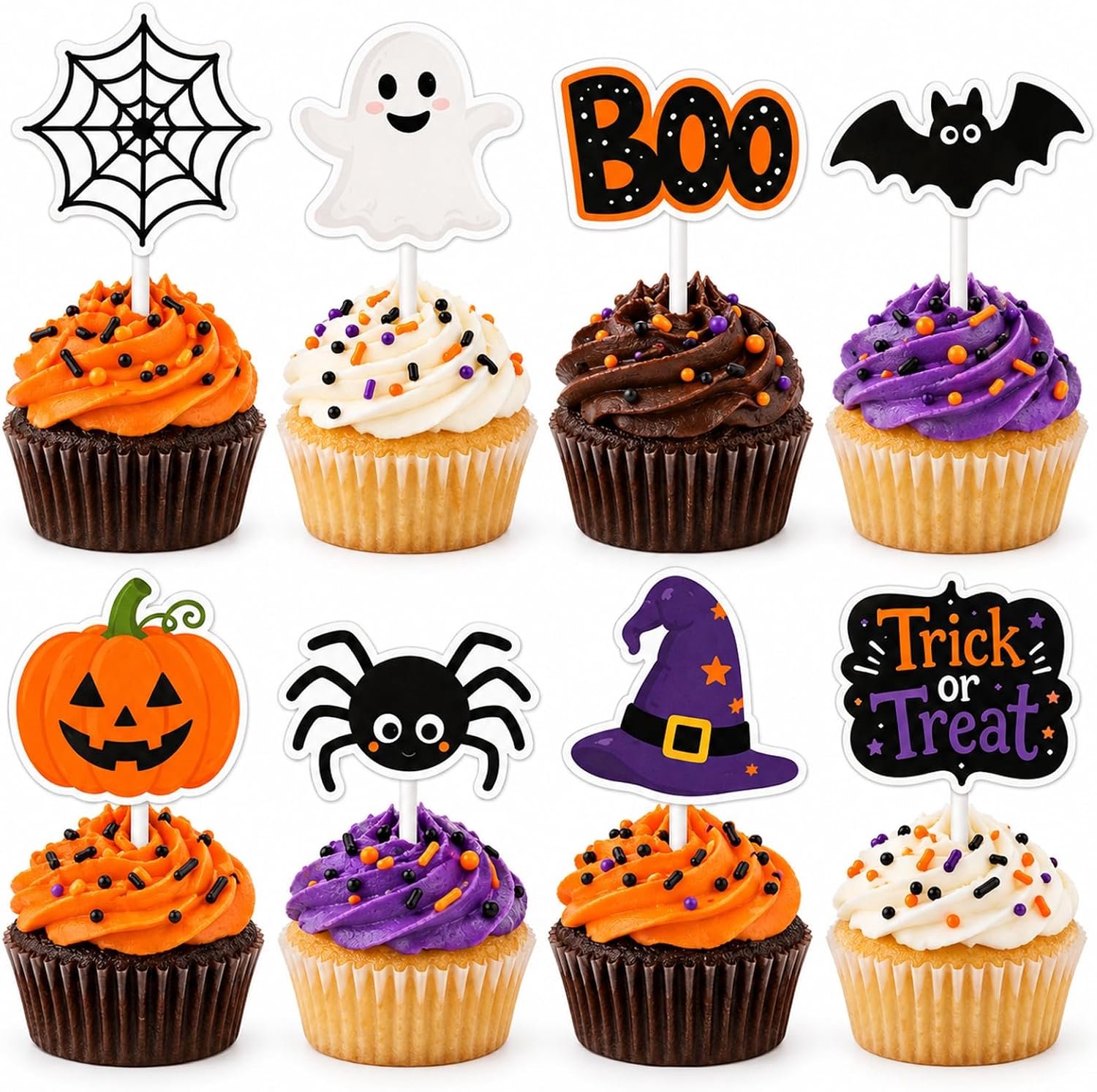 24 Halloween cupcake toppers, 8 Motieven